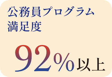 公務員プログラム満足度 92%以上